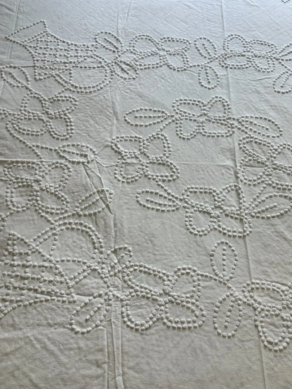 Vintage White Chenille Bedspread 82